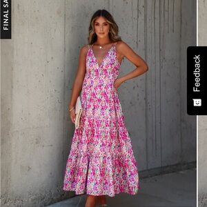 Solanah Double Strap Tiered Floral Maxi Dress